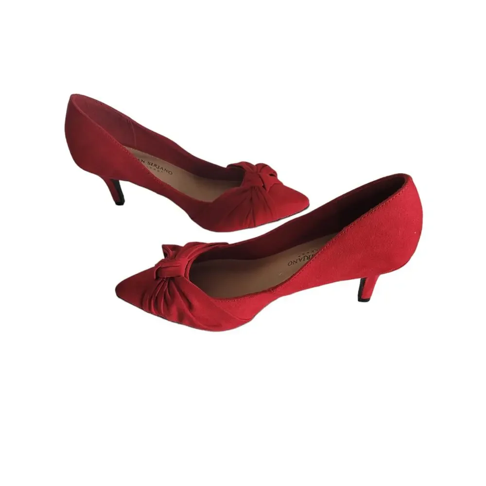 Christian Siriano for Payless Women's Bow Pointed Toe Suede Pump Heels Sz 6 Red